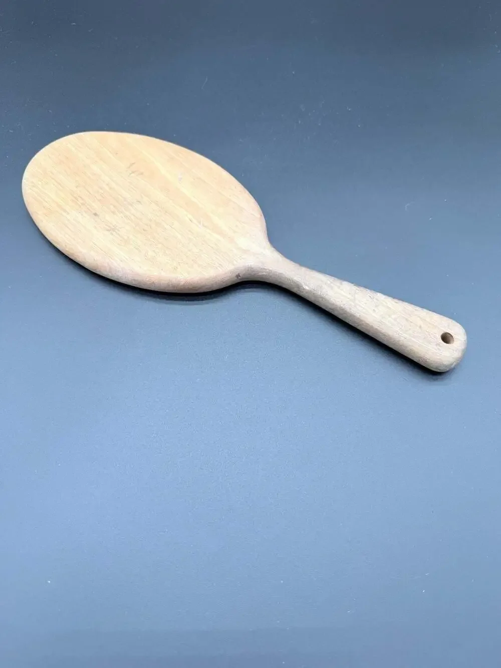 Vintage Oval Handheld Wooden Vanity Mirror